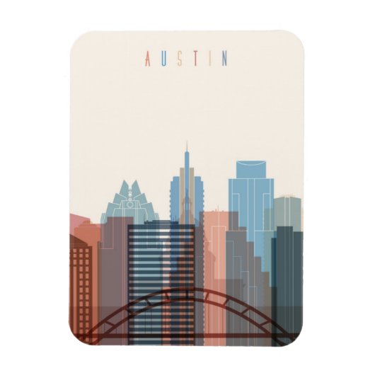 Austin, Texas | City Skyline Magneet (Verticaal)