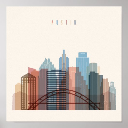 Austin, Texas | City Skyline Poster (Voorkant)