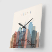 Austin, Texas | City Skyline Vierkante Klok (Hoek)