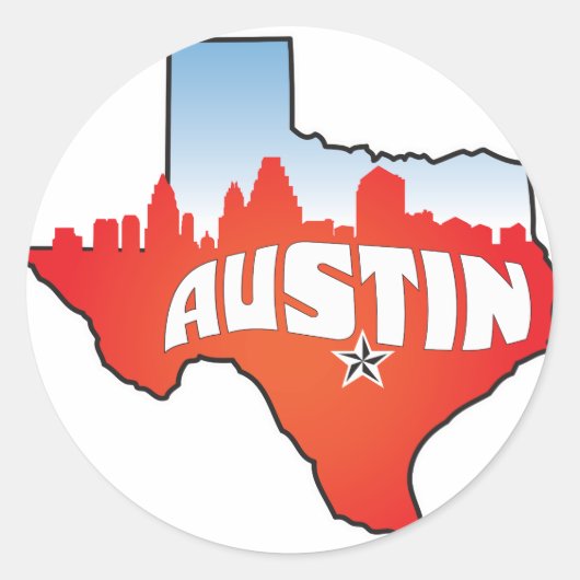 Austin Texas Cityscape Ronde Sticker (Voorkant)