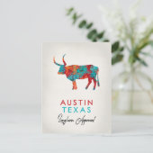 Austin Texas Color Longhorn Briefkaart (Staand voorkant)