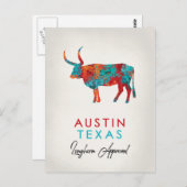 Austin Texas Color Longhorn Briefkaart (Voorkant / Achterkant)