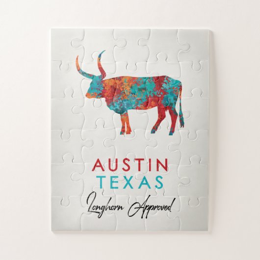 Austin Texas Color Longhorn Legpuzzel (Verticaal)