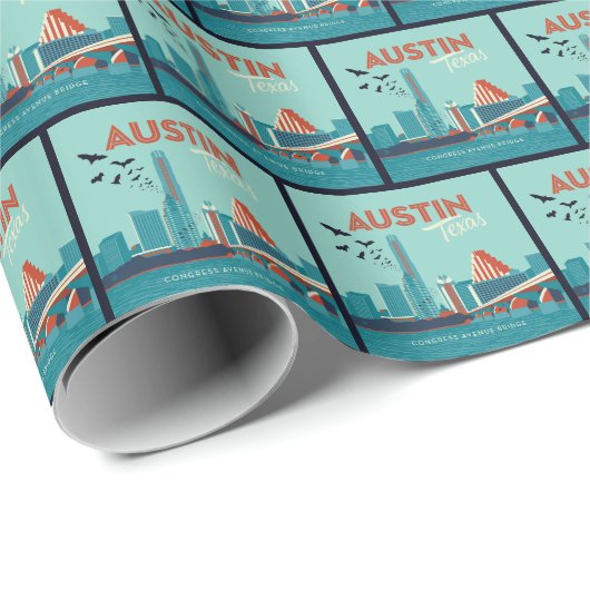 Austin, Texas | Congress Avenue Bridge Cadeaupapier (Rol Hoek)