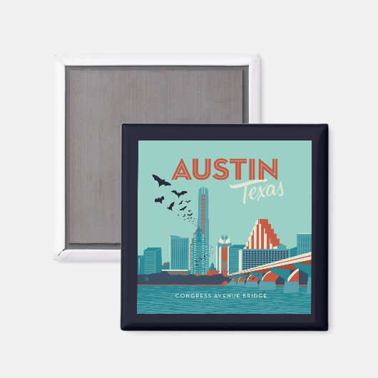 Austin, Texas | Congress Avenue Bridge Magneet (Voorkant / Achterkant)
