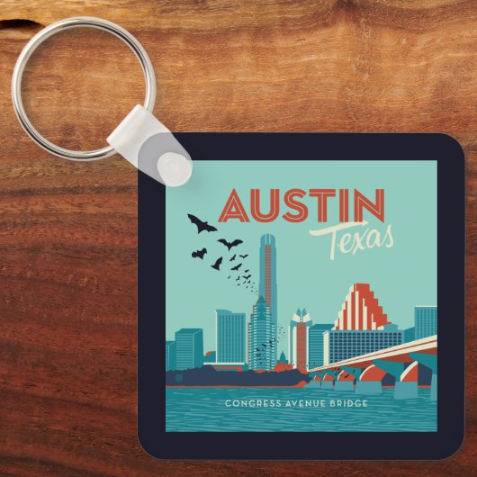 Austin, Texas | Congress Avenue Bridge Sleutelhanger (Voorkant)