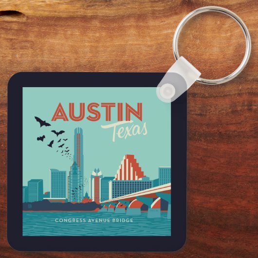 Austin, Texas | Congress Avenue Bridge Sleutelhanger (Achterkant)