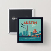 Austin, Texas | Congress Avenue Bridge Vierkante Button 5,1 Cm (Voorkant /achterkant)