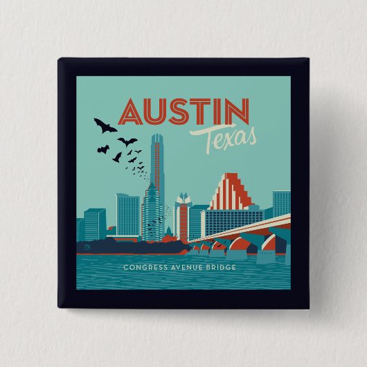 Austin, Texas | Congress Avenue Bridge Vierkante Button 5,1 Cm (Voorkant)