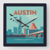 Austin, Texas | Congress Avenue Bridge Vierkante Klok (Voorkant)