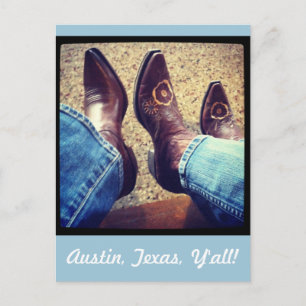Austin Texas Cowboy Cowgirl Boots Briefkaart