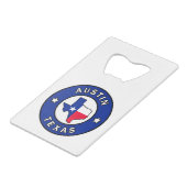 Austin Texas Creditkaart Flessenopener (Voorkant Gekanteld)