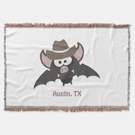 Austin Texas Cute Cartoon Cowboy Bat Deken (Voorkant)