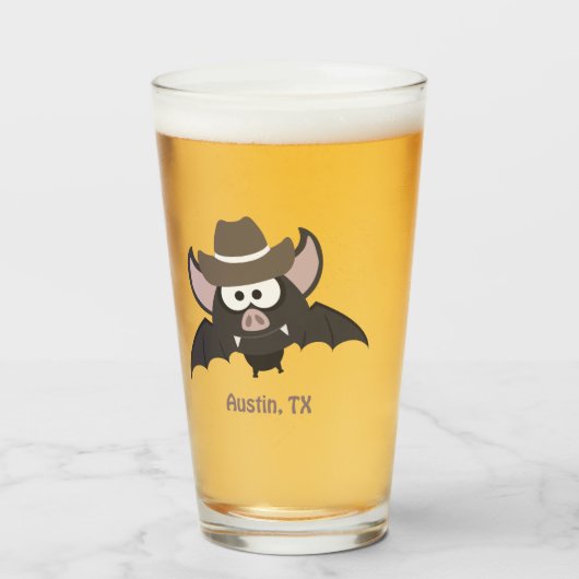 Austin Texas Cute Cartoon Cowboy Bat Glas (Voorkant gevuld)