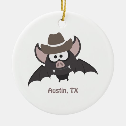Austin Texas Cute Cartoon Cowboy Bat Keramisch Ornament (Voorkant)