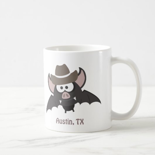 Austin Texas Cute Cartoon Cowboy Bat Koffiemok (Rechts)