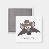 Austin Texas Cute Cartoon Cowboy Bat Magneet (Voorkant / Achterkant)