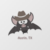 Austin Texas Cute Cartoon Cowboy Bat Raamsticker (Vel)