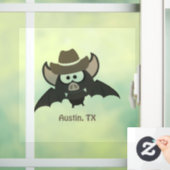 Austin Texas Cute Cartoon Cowboy Bat Raamsticker (Huis)