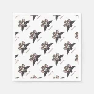 Austin Texas Cute Cartoon Cowboy Bat Servet