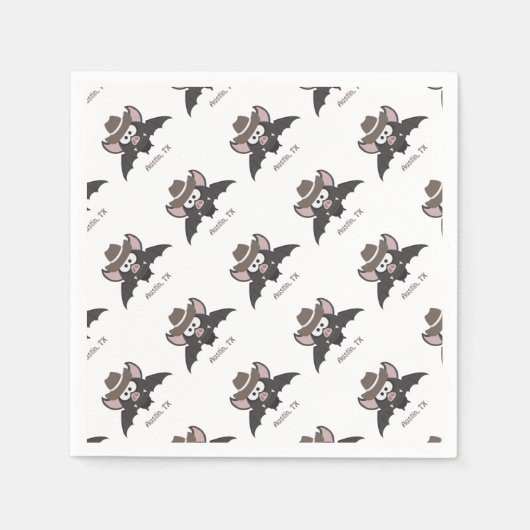 Austin Texas Cute Cartoon Cowboy Bat Servet (Voorkant)