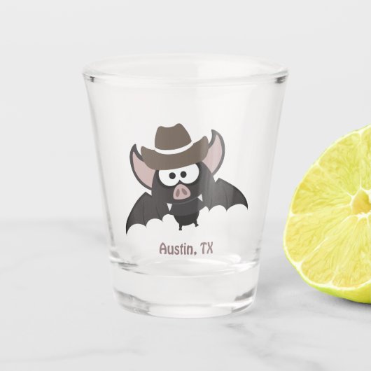 Austin Texas Cute Cartoon Cowboy Bat Shot Glas (Voorkant)