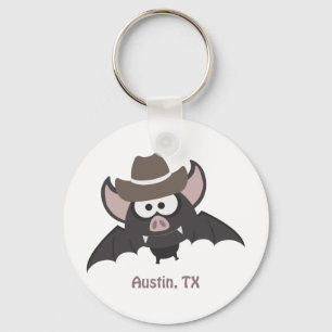 Austin Texas Cute Cartoon Cowboy Bat Sleutelhanger