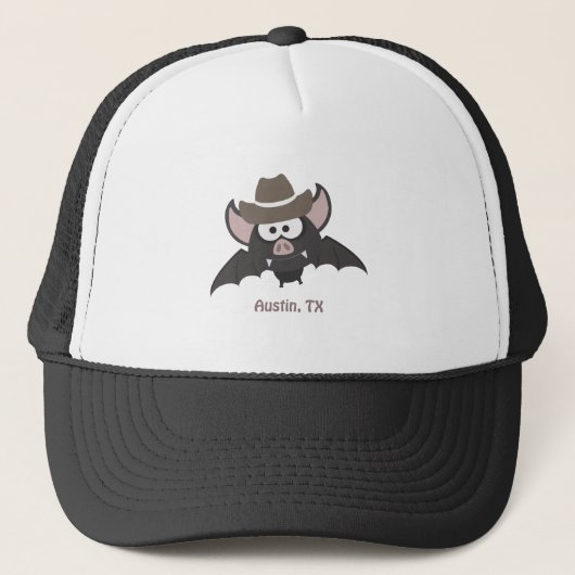 Austin Texas Cute Cartoon Cowboy Bat Trucker Pet (Voorkant)