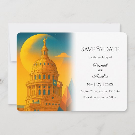 Austin Texas Destination Wedding Bewaar de datum Save The Date (Voorkant)