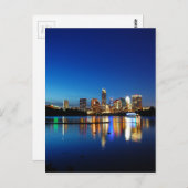 Austin Texas Downtown Night Skyline Ladybird Lake Briefkaart (Voorkant / Achterkant)