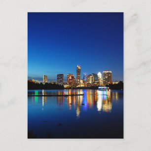 Austin Texas Downtown Night Skyline Ladybird Lake Briefkaart