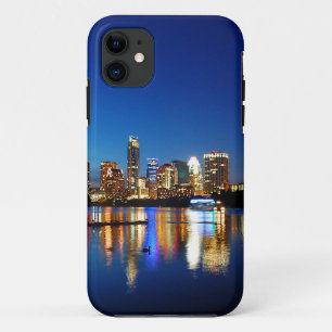 Austin Texas Downtown Night Skyline Ladybird Lake iPhone 11 Hoesje