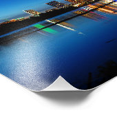 Austin Texas Downtown Night Skyline Ladybird Lake Foto Afdruk (Hoek)