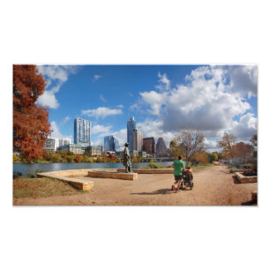 Austin Texas Downtown Skyline - Ladybird Lake Foto Afdruk