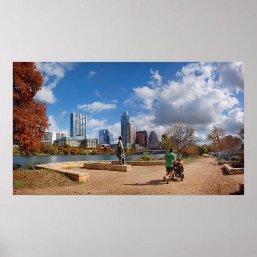 Austin Texas Downtown Skyline - Ladybird Lake Poster (Voorkant)