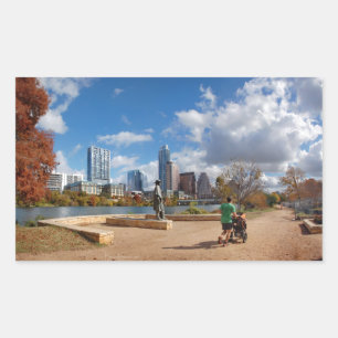 Austin Texas Downtown Skyline - Ladybird Lake Rechthoekige Sticker