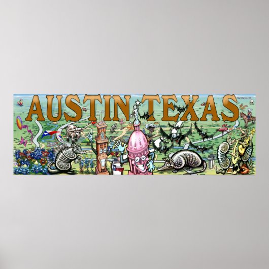 Austin Texas Fun Art Poster (Voorkant)