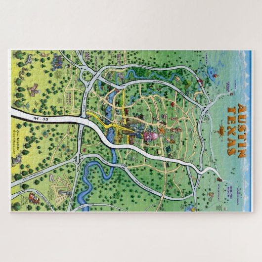 Austin Texas Fun Map Legpuzzel (Horizontaal)