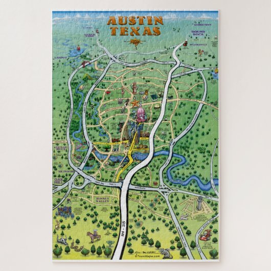Austin Texas Fun Map Legpuzzel (Verticaal)
