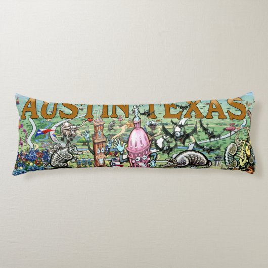 Austin Texas Fun Map Lichaamskussen (Voorkant)