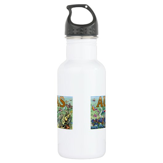 Austin Texas Fun Map Waterfles (Achterkant)