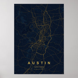 Austin Texas gestileerde kaartprint | Modern highl Poster