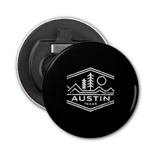 Austin Texas Gifts Austin TX buitenshuis wandelend Button Flesopener (Voorkant)