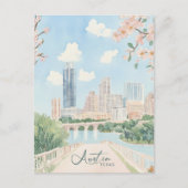Austin Texas Gouache Verf Illustratie Reizen Briefkaart (Voorkant)