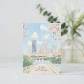 Austin Texas Gouache Verf Illustratie Reizen Briefkaart (Staand voorkant)