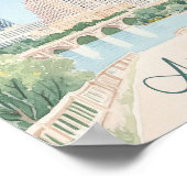 Austin Texas Gouache Verf Illustratie Reizen Poster (Hoek)