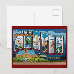 Austin, Texas Groeten Briefkaart