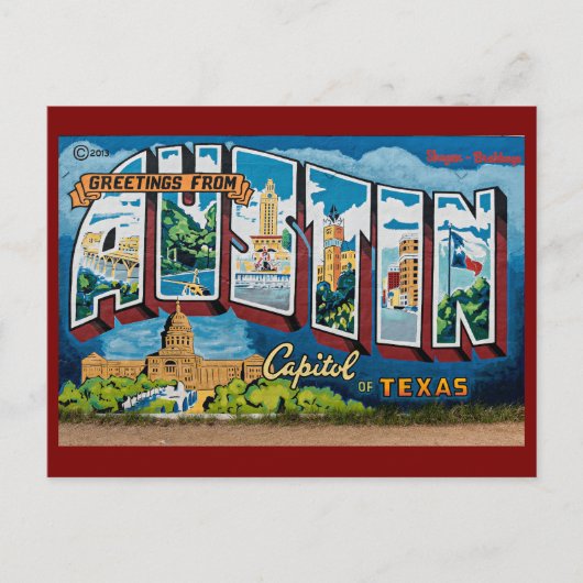 Austin, Texas Groeten Briefkaart (Voorkant)