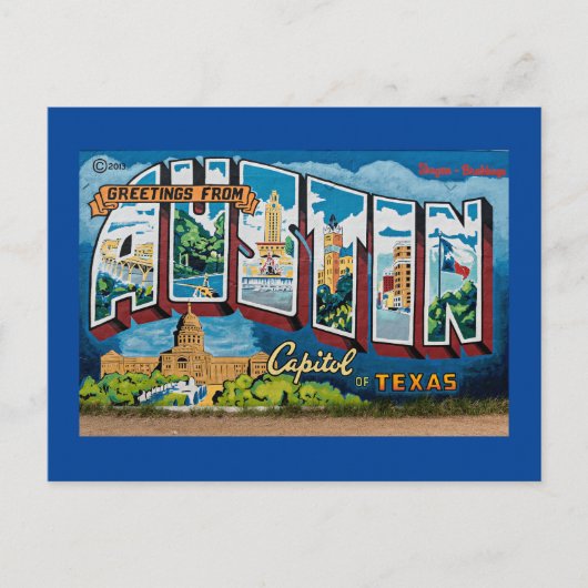 Austin, Texas Groeten Briefkaart (Voorkant)