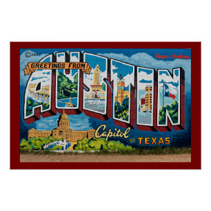 Austin, Texas Groeten Perfect Poster
